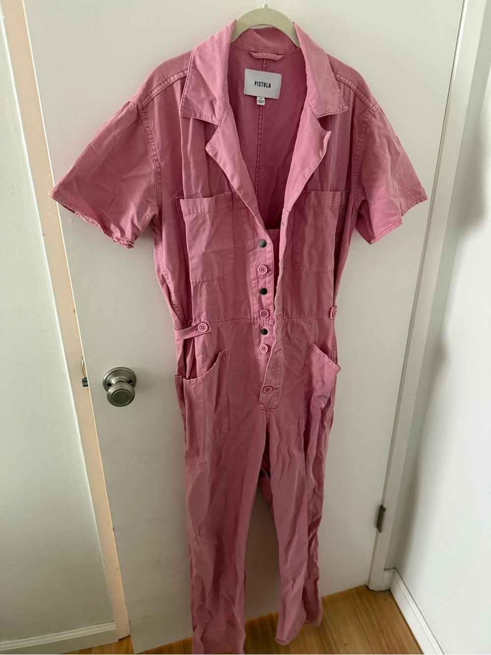 pistola Dusty Pink Short-Sleeve Utility Jumpsuit